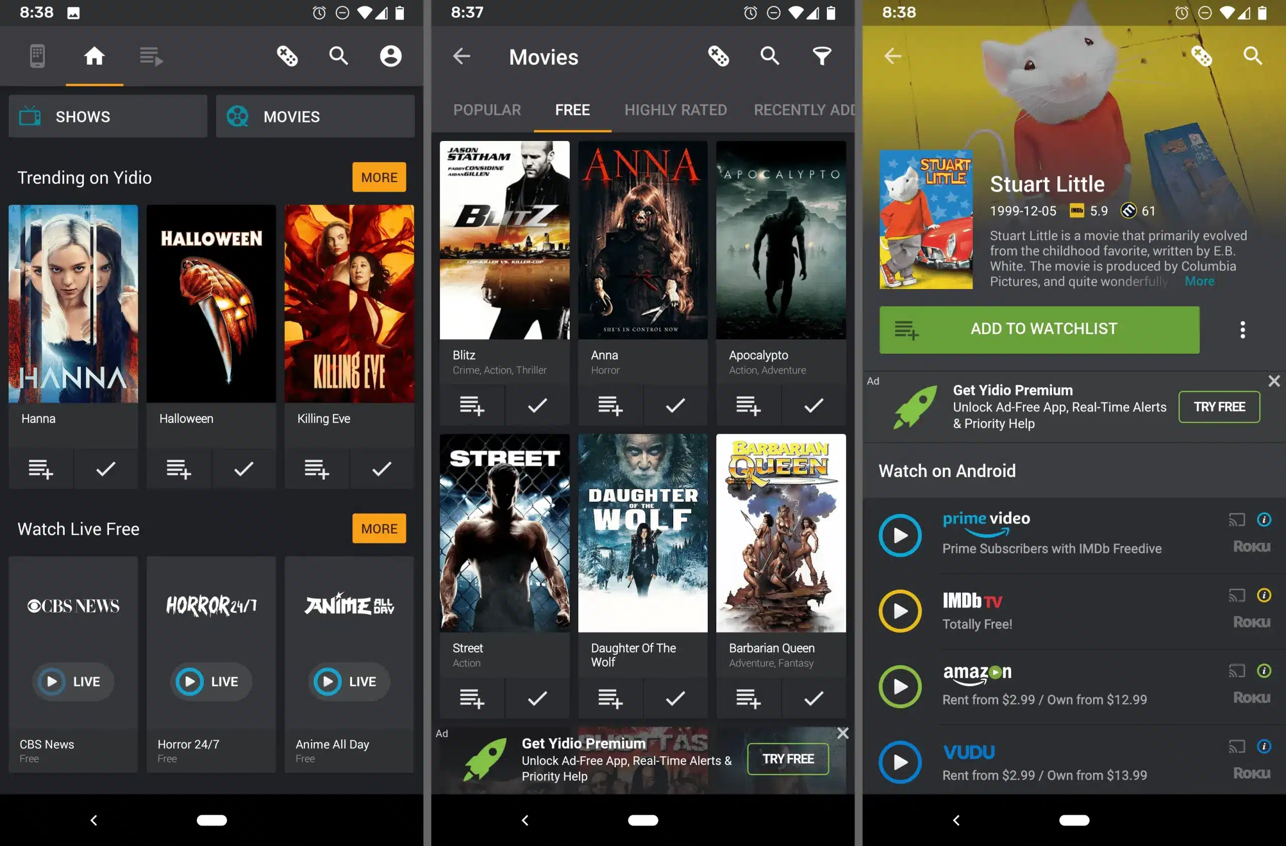 Yidio: Free Movie app for Android and iOS