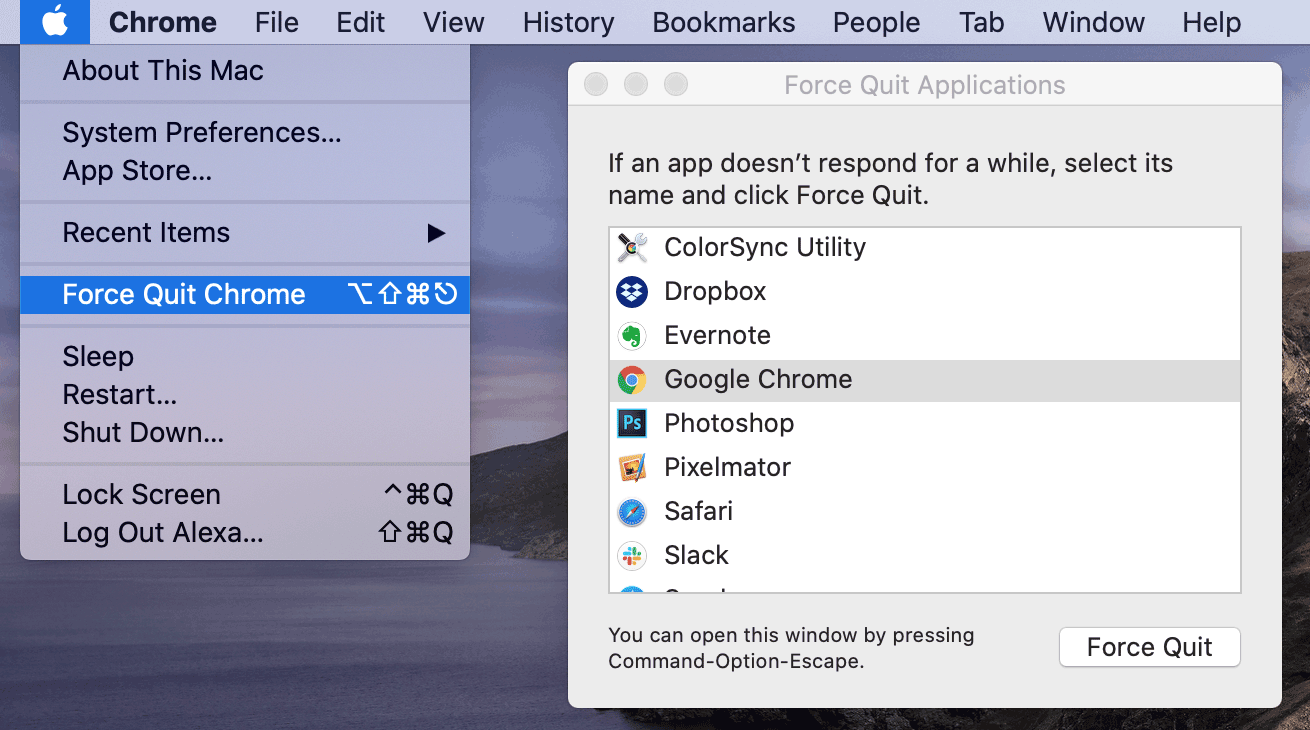 Force Quite Apps on Mac using Finder