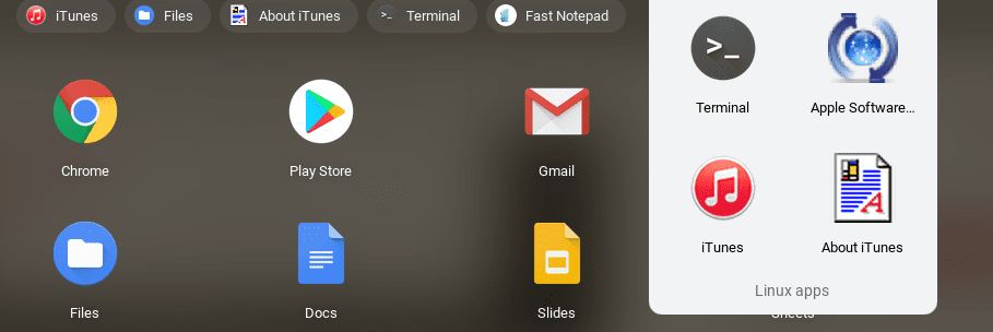 iTunes on Chromebook - iTunes in App Drawer
