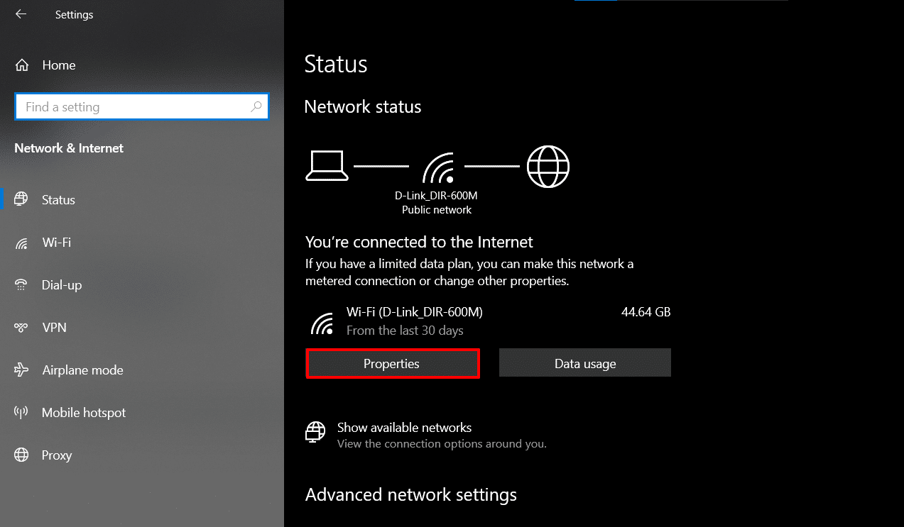 WiFi Properties  for Metered connection to Stop Automatic Updates