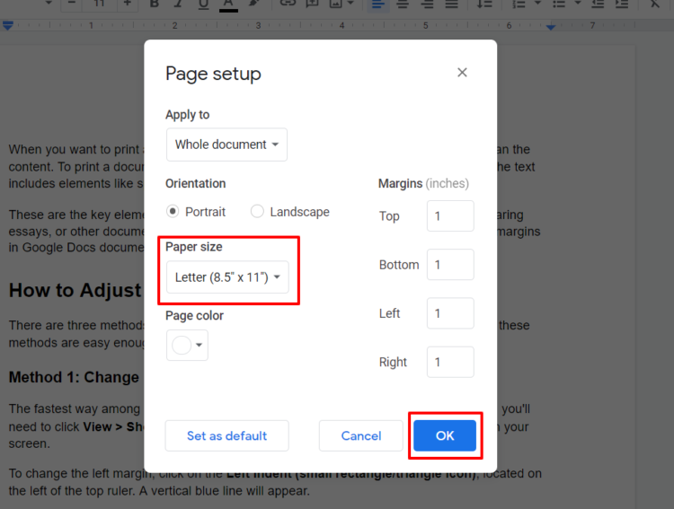 how to change picture size on google docs