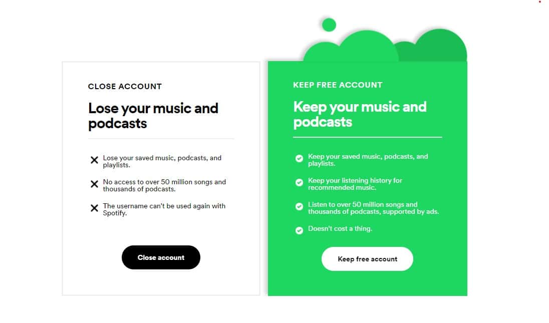 Delete your Spotify account: Closing Spotify free account