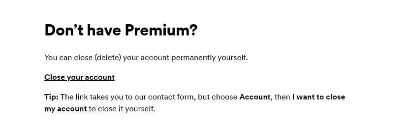 Delete your Spotify account: Spotify Premium