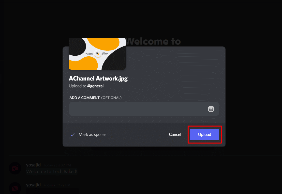 How to use Discord Spoiler Tag - Click Upload (Image)