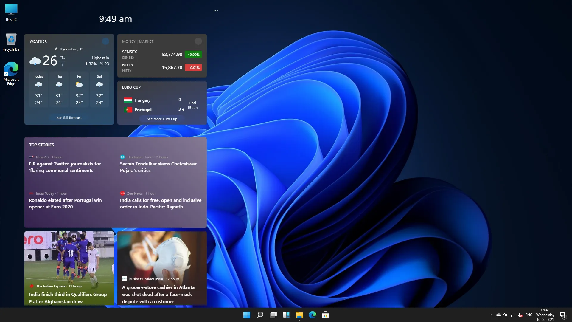 New Widgets Menu on Windows 11