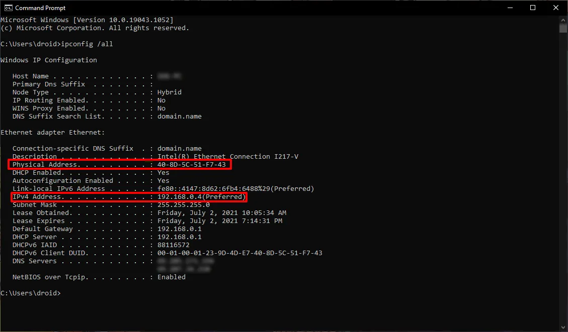 How to Find Mac Address and IP Address on Windows via Command Prompt