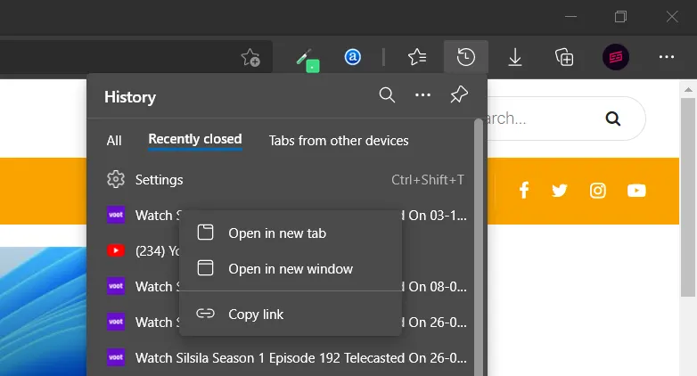 How to Restore Recently Closed Tabs on Edge (PC, Mac) - 03