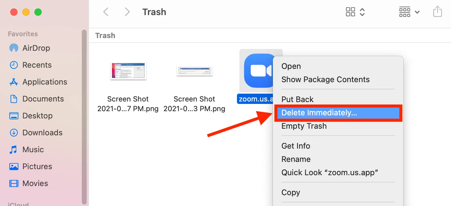 Delete App from Trash to Uninstall apps from macOS