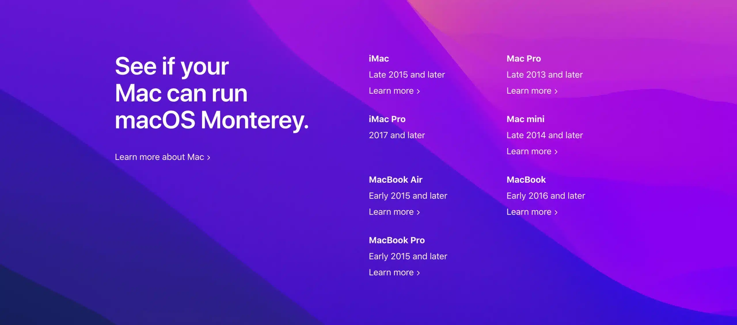 Supported Devices List of macOS Monterey
