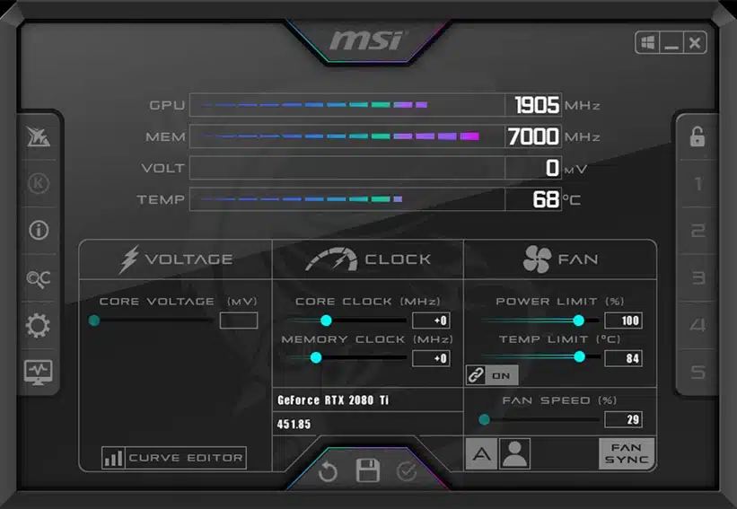 CPU Temperature: MSI Afterburner