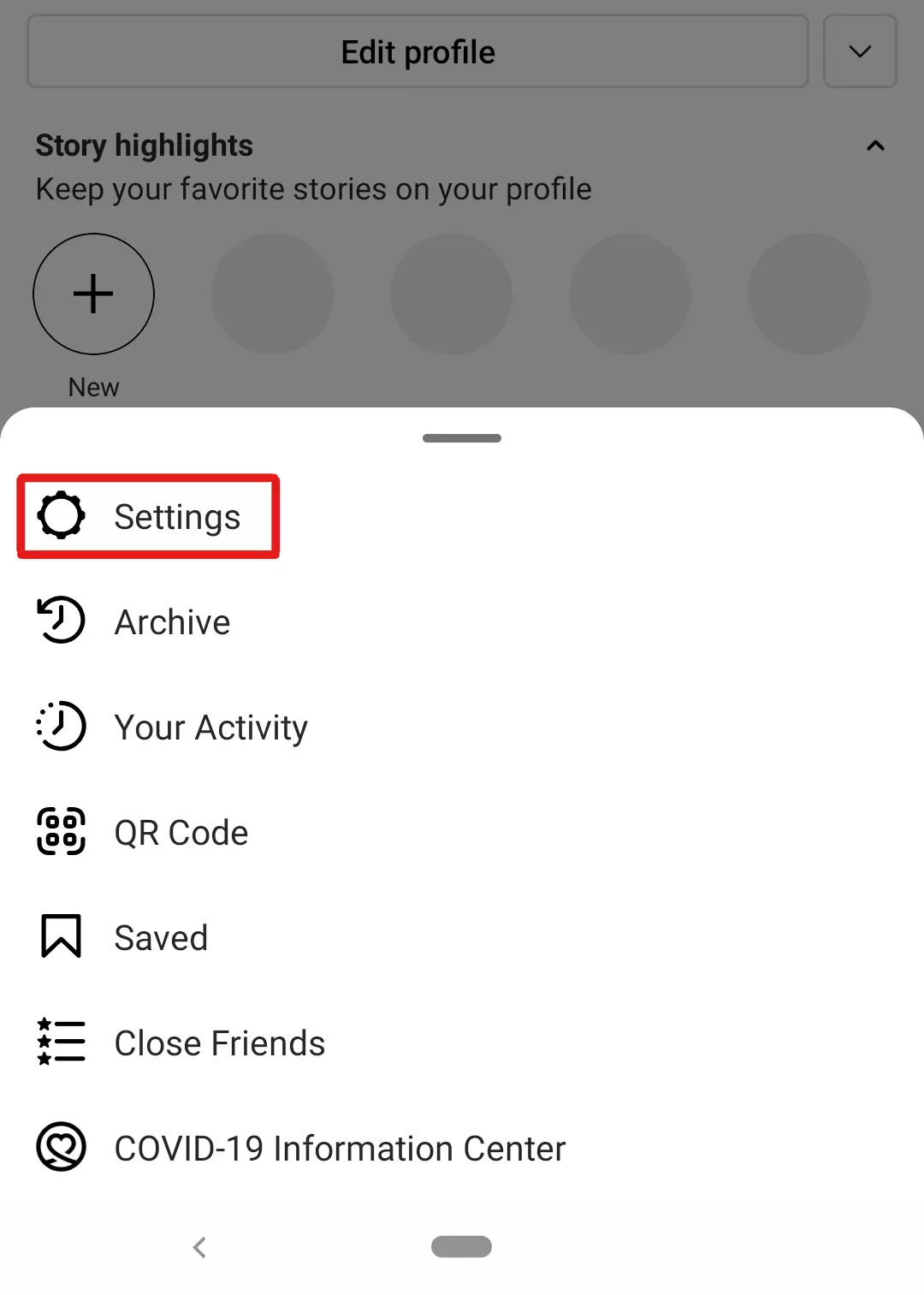 Tap on Settings from Profile Settings