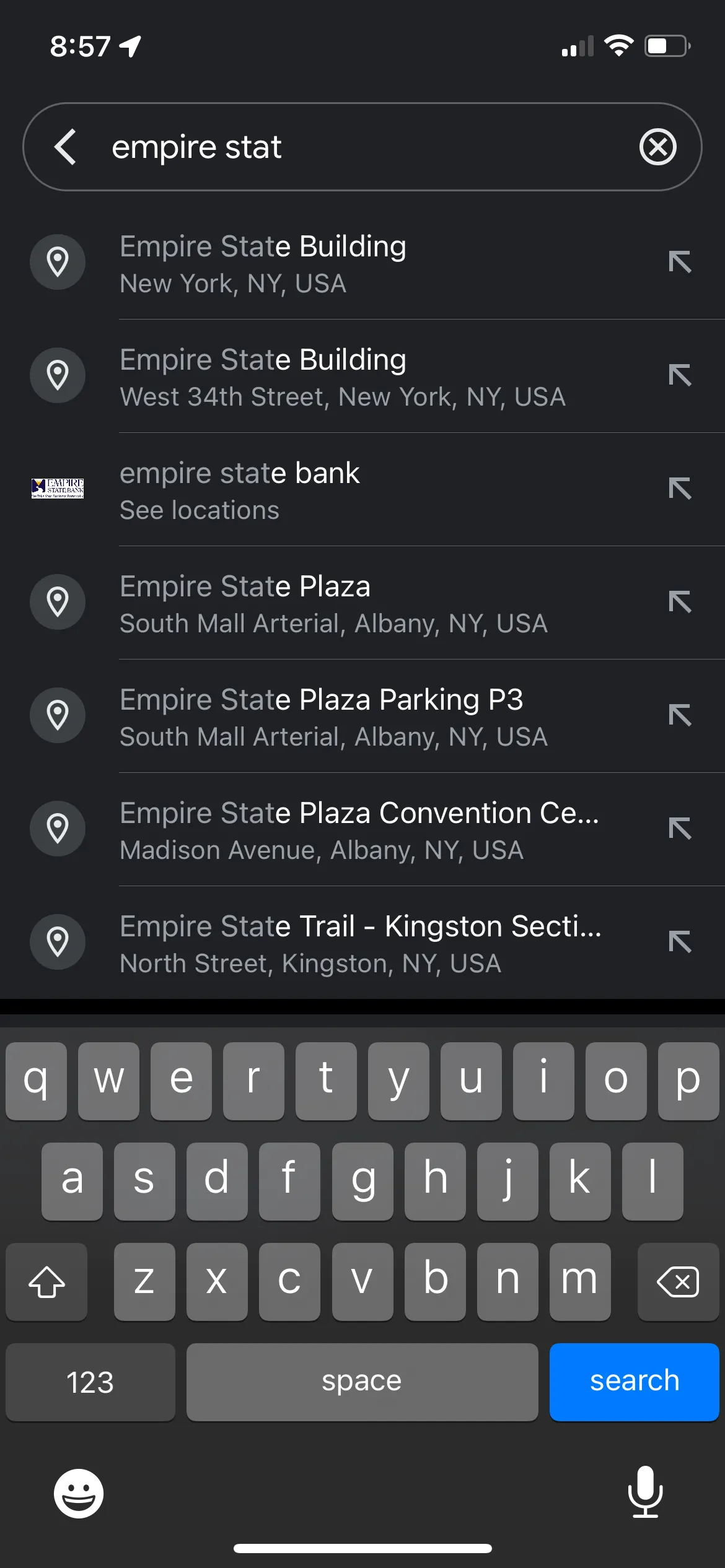Search Location in Google Maps (iOS)