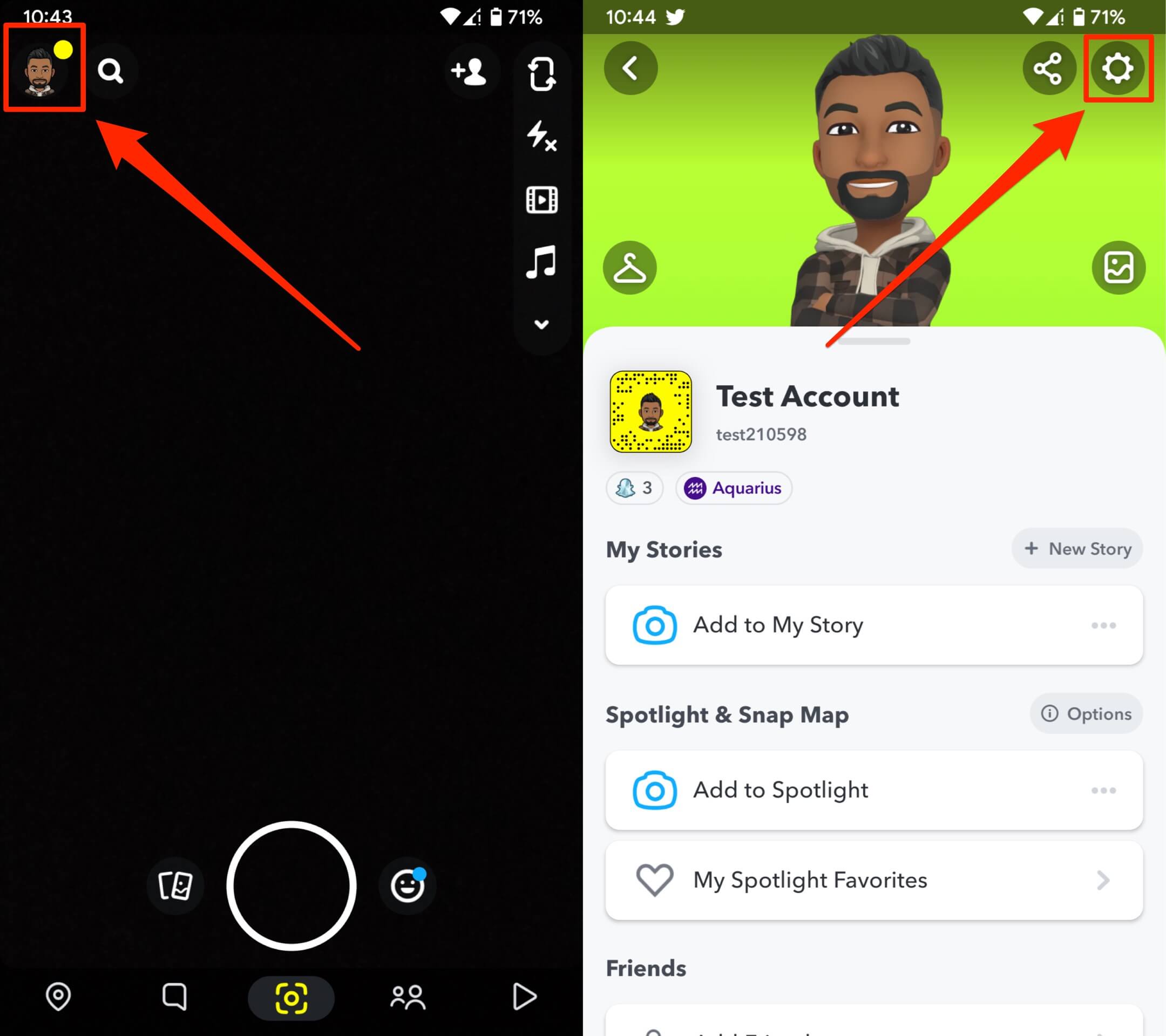 Go to Profile Settings in Snapchat