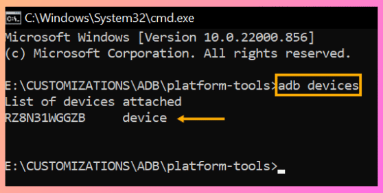 ADB Device connected