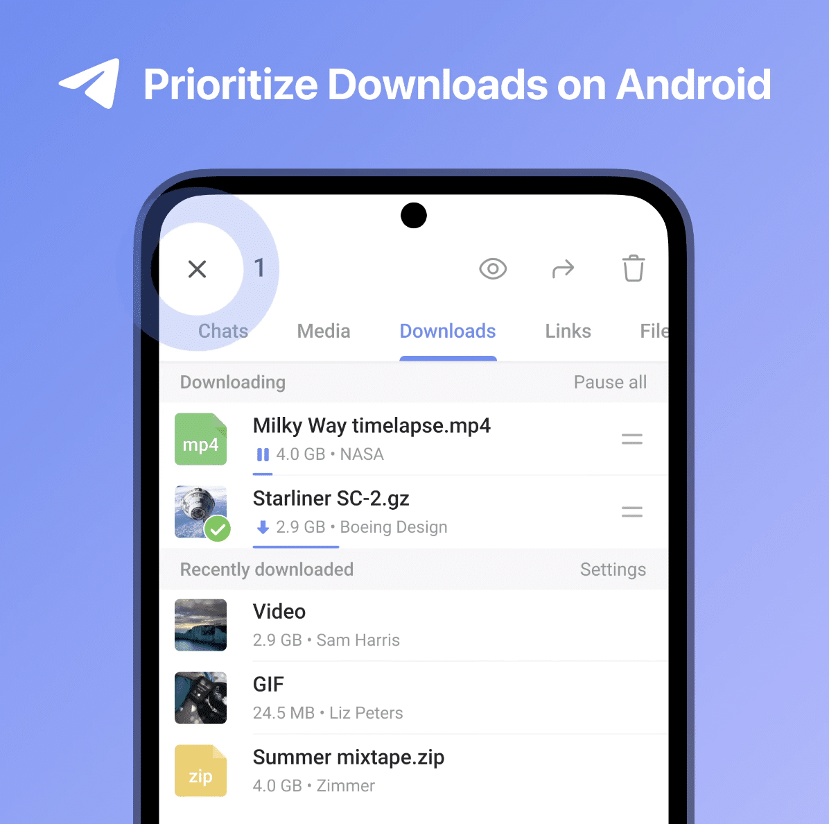 Prioritized Downloads on Android in Telegram