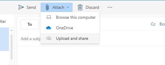 Click on Upload and Share to attach files