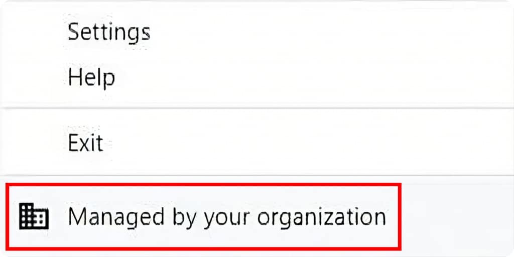 Browser is managed by your organization message