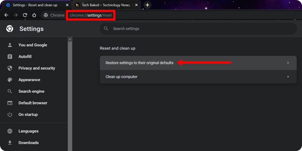 Restore settings to their original defaults in Chrome