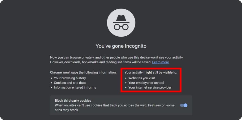 Employer/school can see your incognito browsing