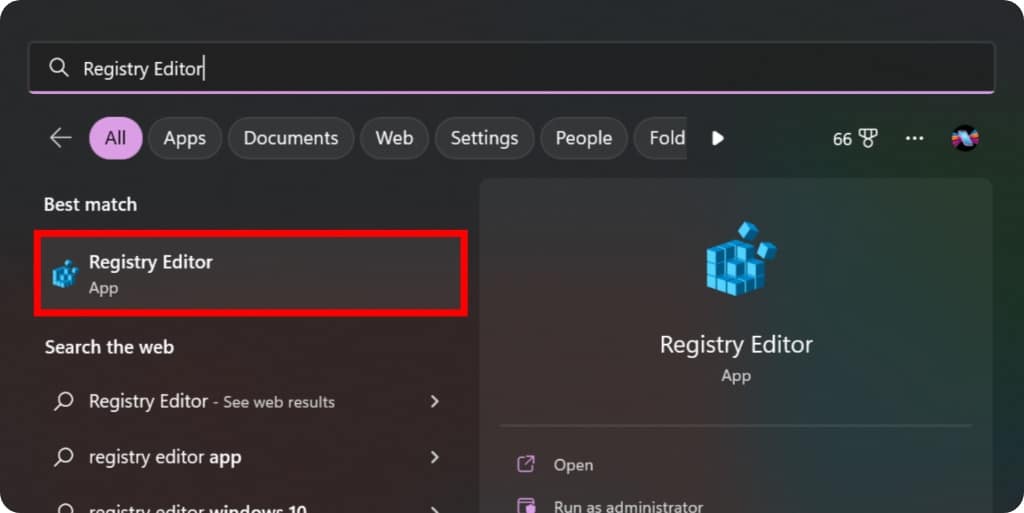 Search for Windows Registry 