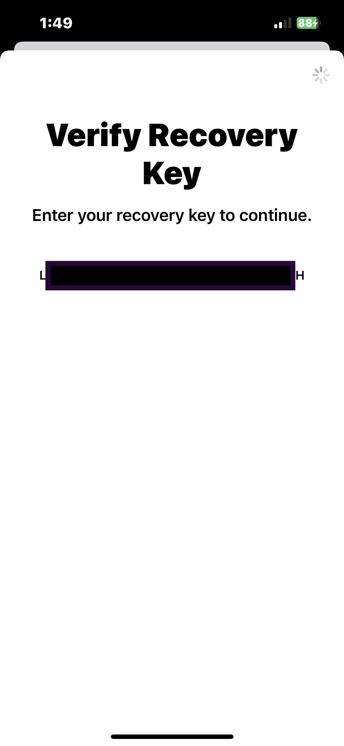 Enter your recovery key. 