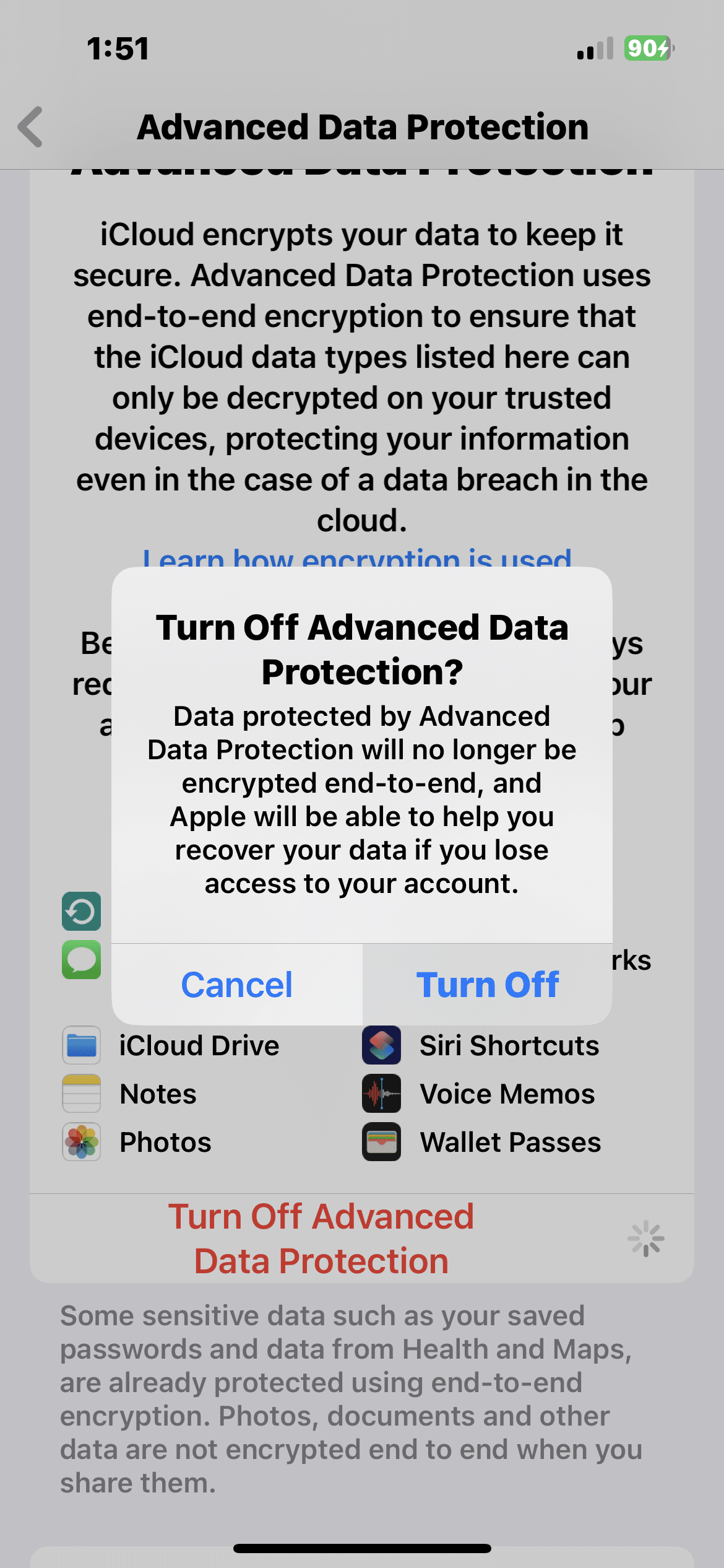 How to turn off Advanced Data Protection. 