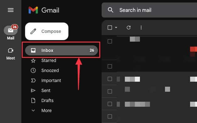 Select Inbox from the Gmail home page