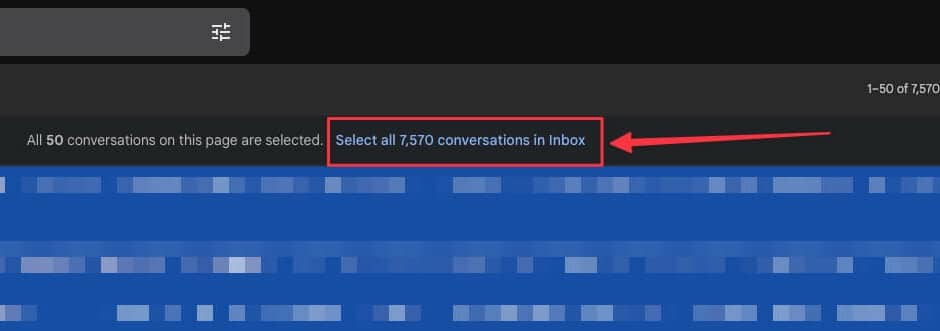 Select all X conversations in Gmail option