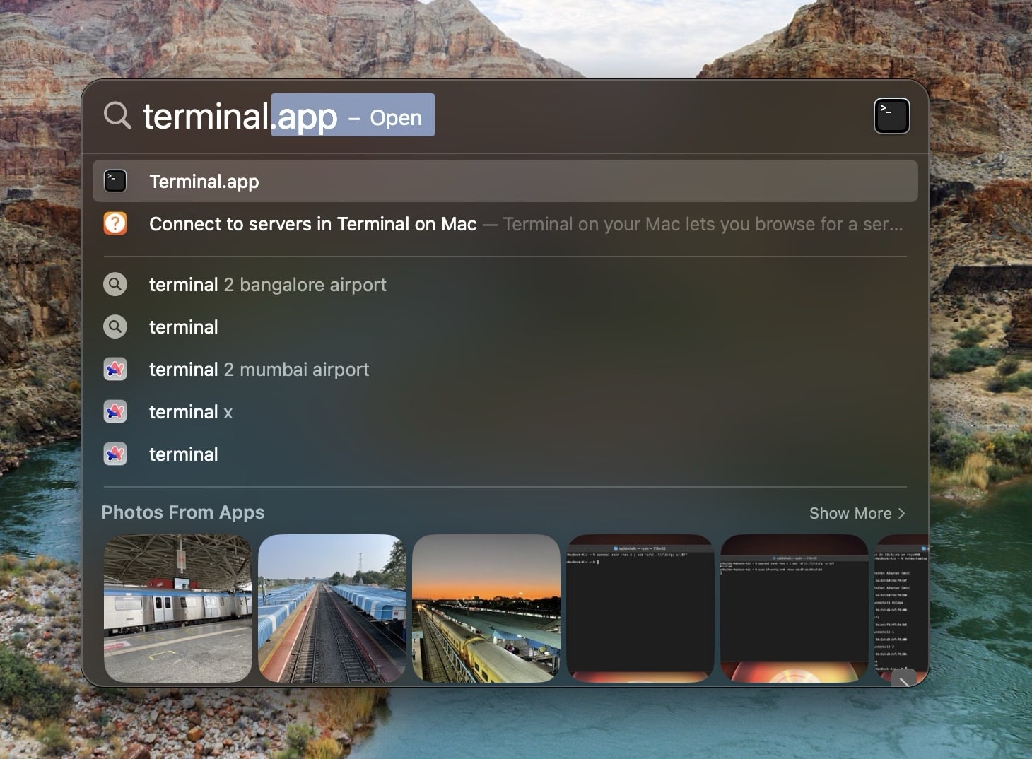 Open Terminal from Spotlight on macOS